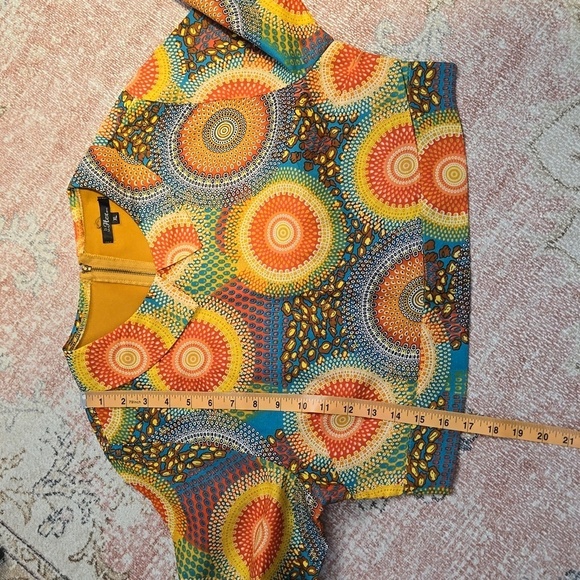 For Her NYC Back Zip 3/4 Sleeve 70's Look Crop Top - Size XL - Picture 11 of 12